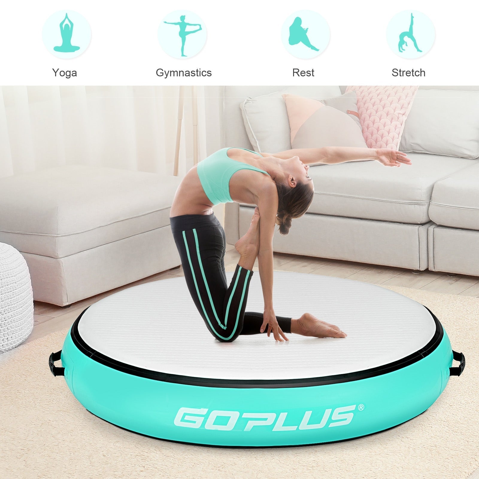 40 Inch Inflatable Round Gymnastic Mat with Electric Pump