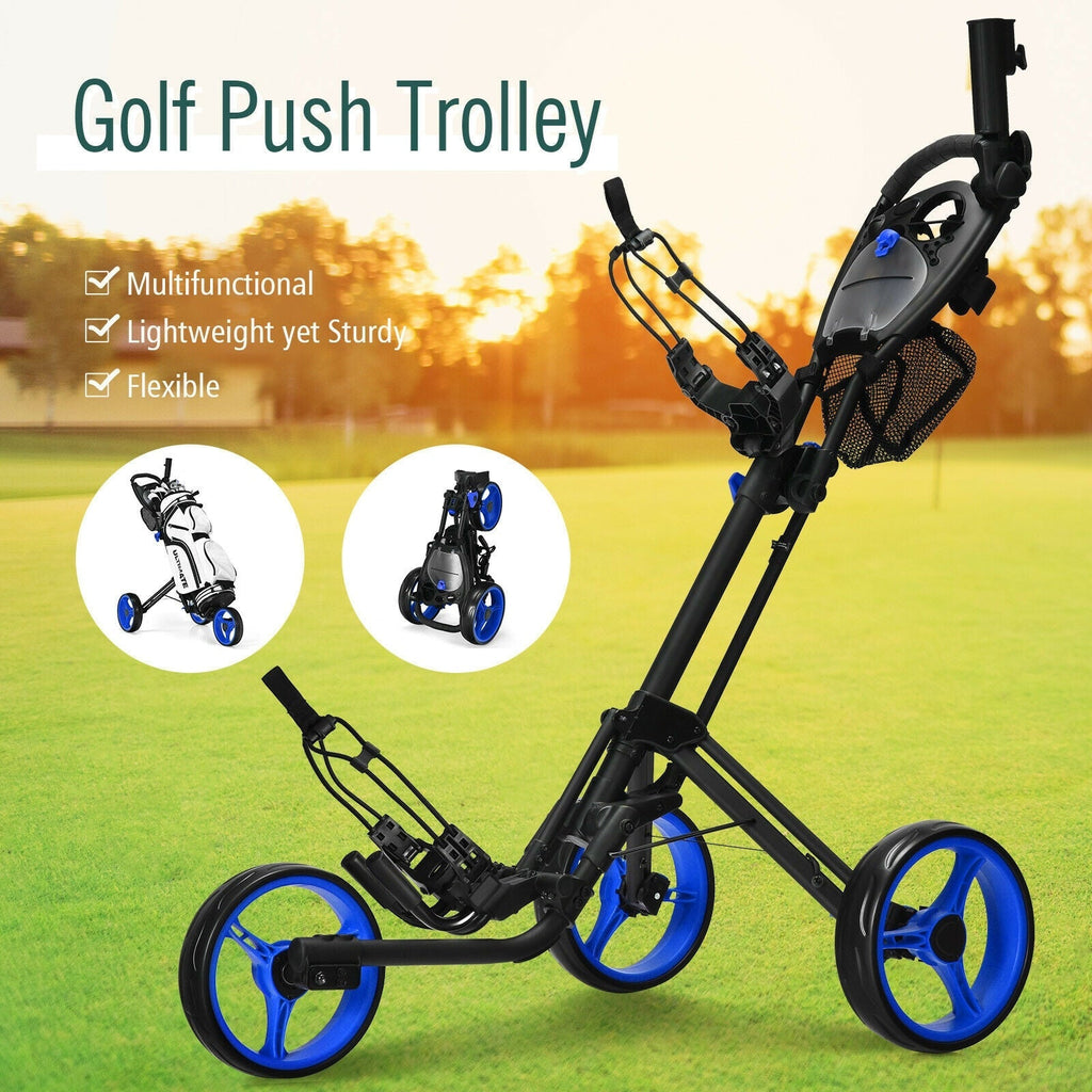 Folding 3 Wheels Golf Push Cart with Brake Scoreboard Adjustable Handle
