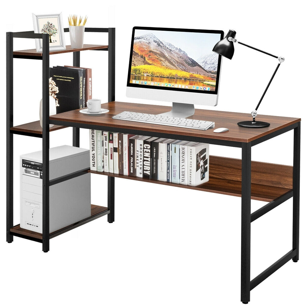 59-Inch Computer Desk Home Office Workstation 4-Tier Storage Shelves