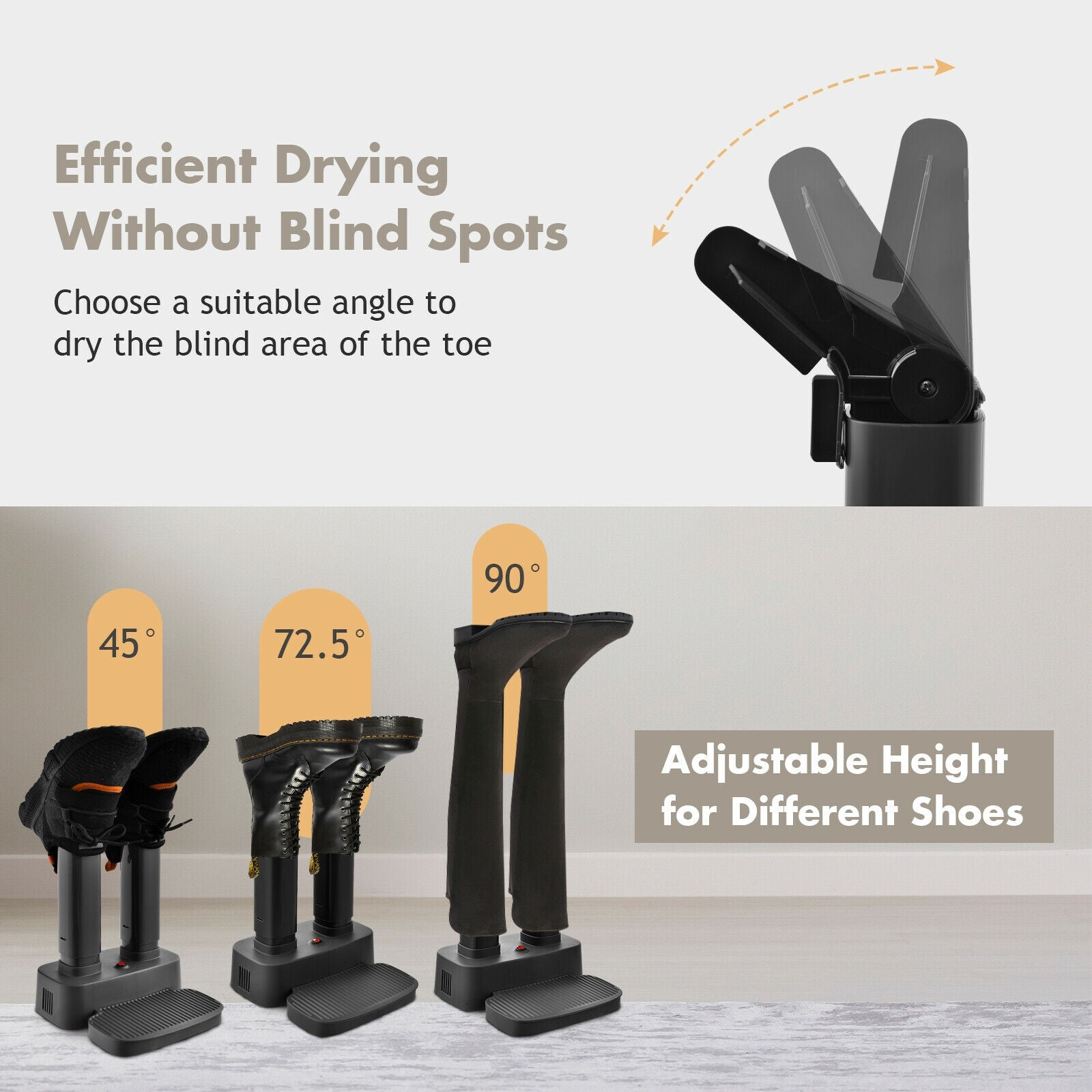 2-Shoe Electric Shoe Dryer with Portable Adjustable Warmer