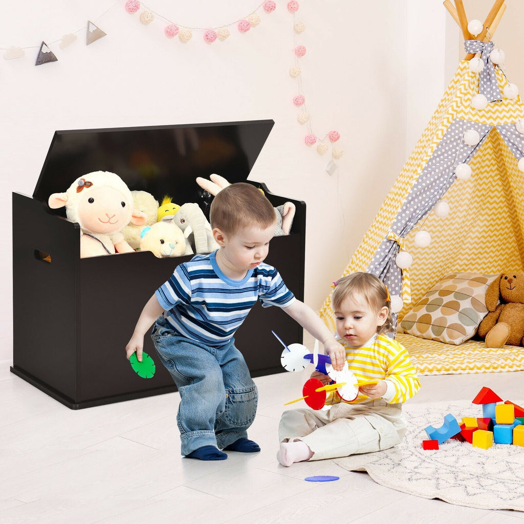 Kids Toy Wooden Flip-top Storage Box Chest Bench with Cushion Hinge