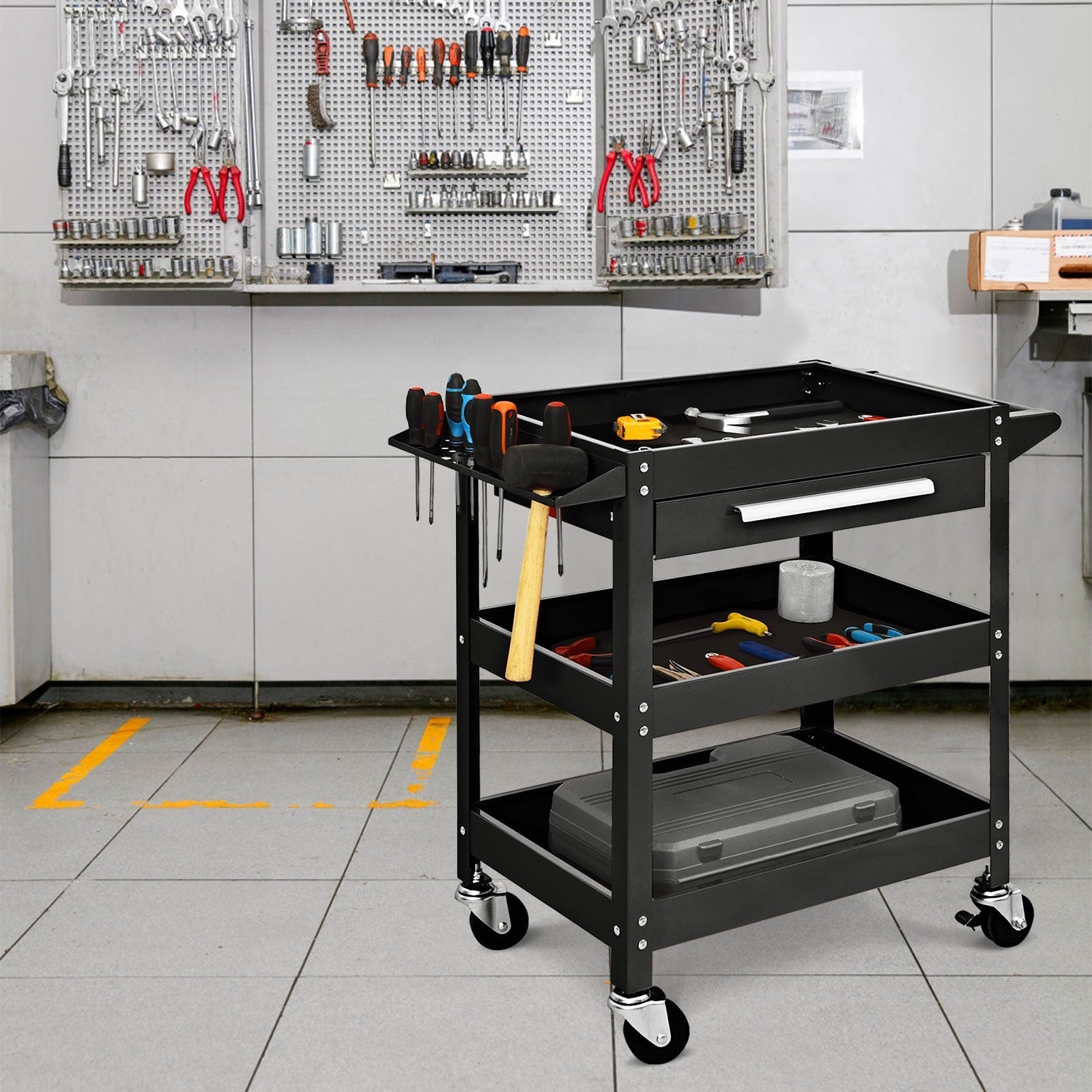 Rolling Tool Cart Mechanic Cabinet Storage ToolBox Organizer with Drawer