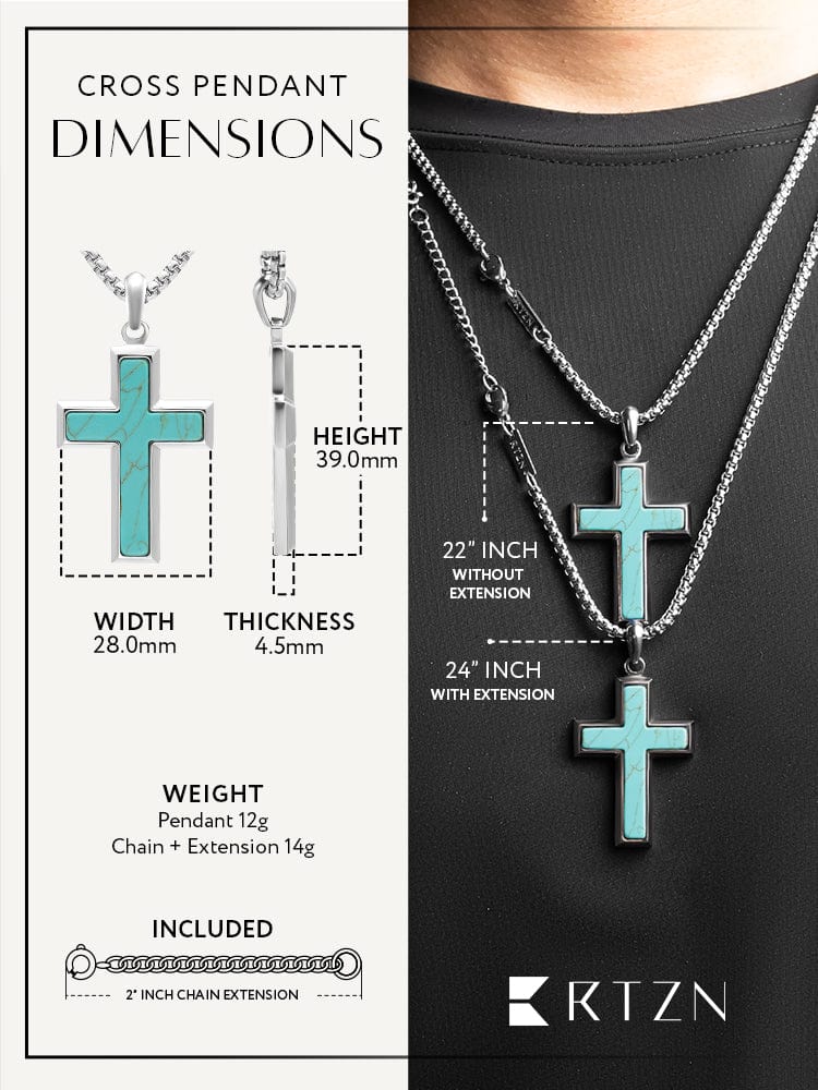 Turquoise Cross Pendant Necklace