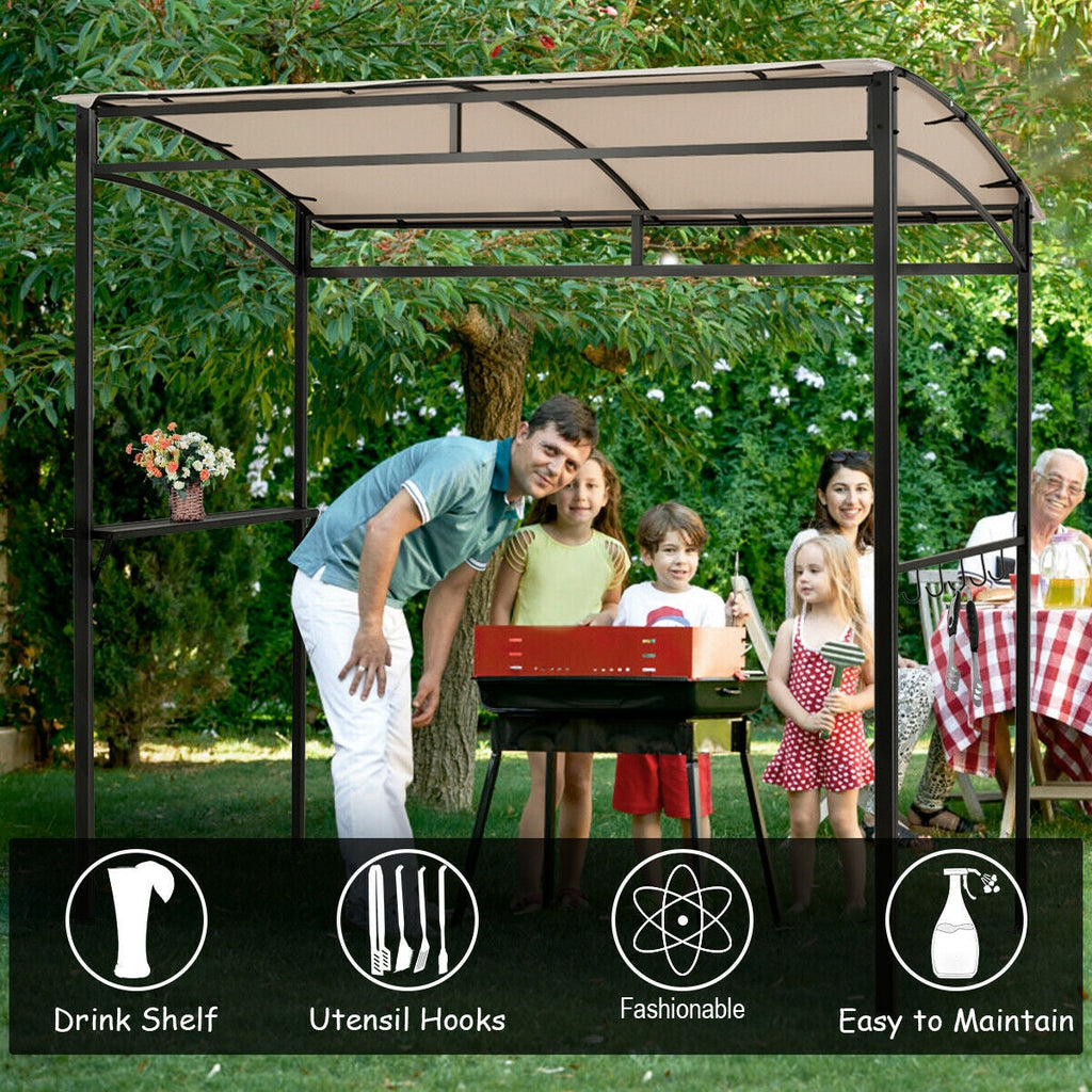 7 x 4.5 Feet Grill Gazebo Outdoor Patio Garden BBQ Canopy Shelter-Brown