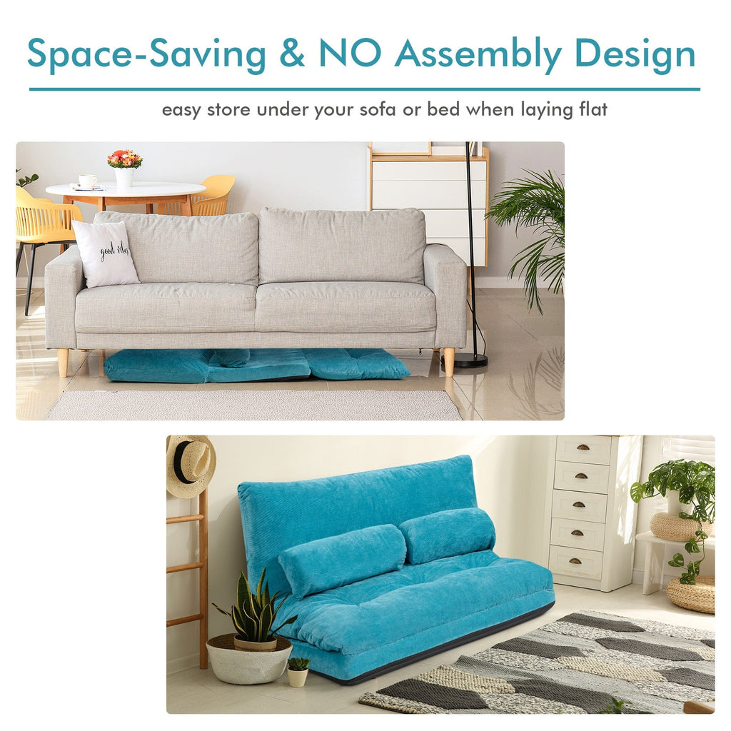 6-Position Adjustable Sleeper Lounge Couch with 2 Pillows