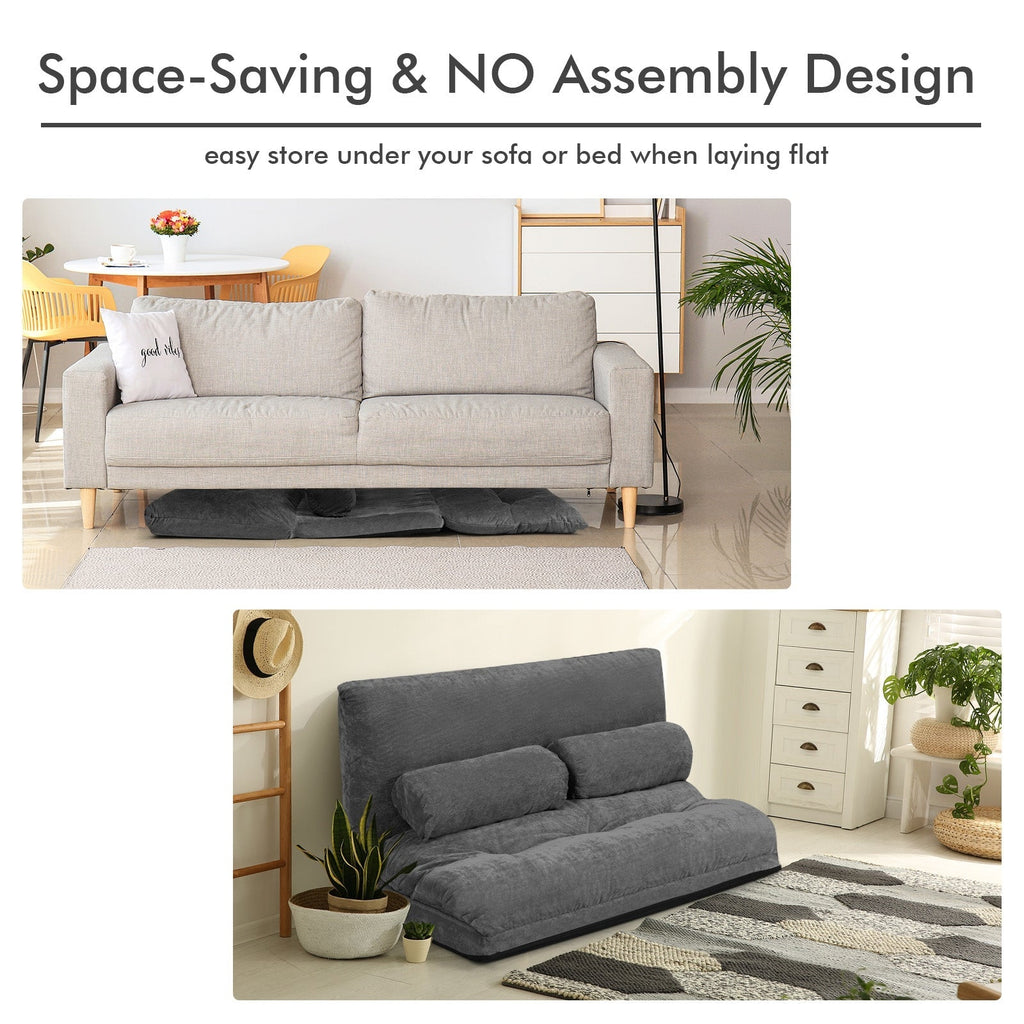 6-Position Adjustable Sleeper Lounge Couch with 2 Pillows