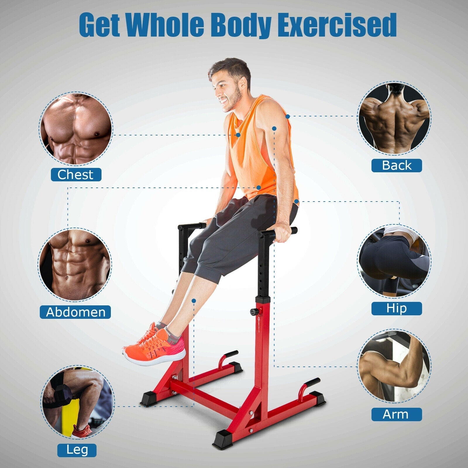 Adjustable Dip Bar with 10 Height Levels
