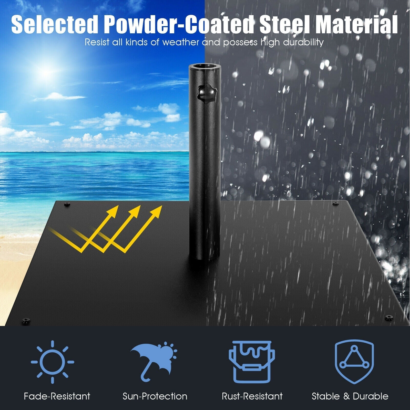 25 Inch Square Patio Umbrella Base 42 LBS Weighted