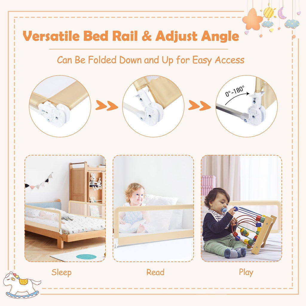 59 Inch Folding Breathable Baby Bed Rail Guard with Safety Strap