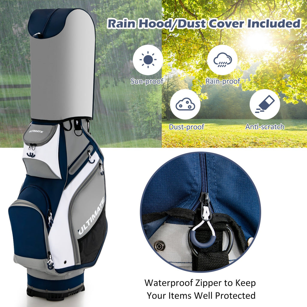 10.5 Inch Golf Stand Bag with 14 Way Dividers and 7 Zippered Pockets