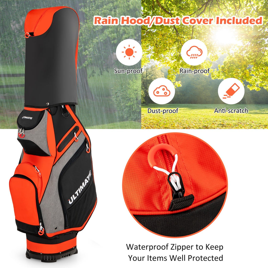 10.5 Inch Golf Stand Bag with 14 Way Dividers and 7 Zippered Pockets