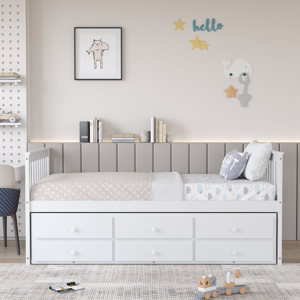 Twin Captain’s Bed with Trundle and 3 Storage Drawers