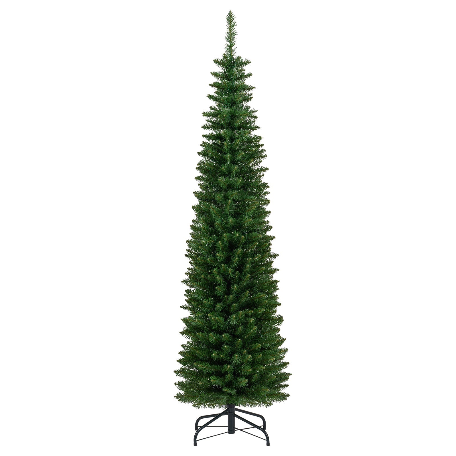 5/6/7/8/9 Feet Pre-lit Pencil Artificial Christmas Tree with 150/180/200//300/400 Warm White LED Lights