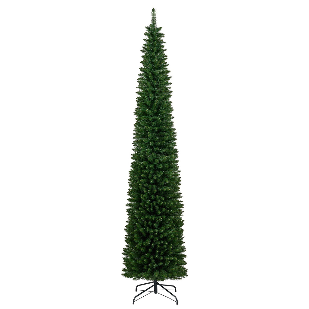 5/6/7/8/9 Feet Pre-lit Pencil Artificial Christmas Tree with 150/180/200//300/400 Warm White LED Lights