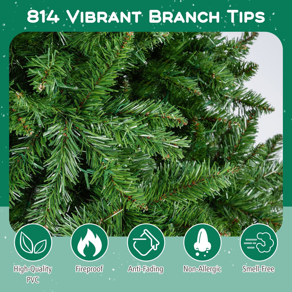 5/6/7 Feet Artificial Christmas Tree Hinged Xmas Tree with 7 Lighting Modes