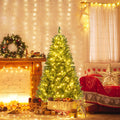 5/6/7 Feet Artificial Christmas Tree Hinged Xmas Tree with 7 Lighting Modes