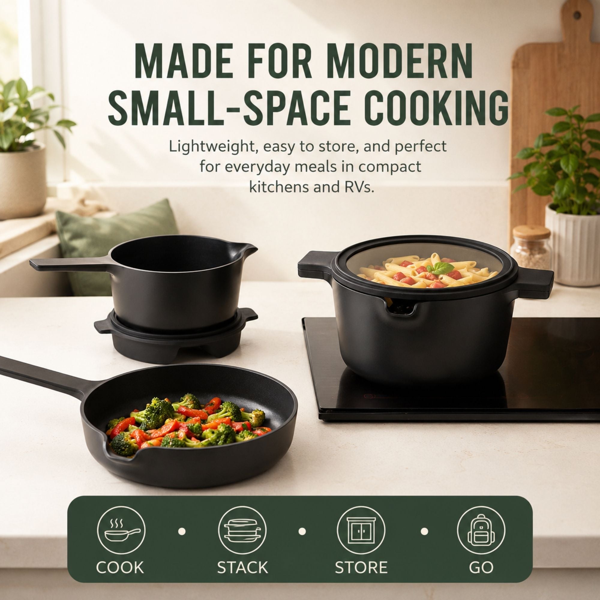 Ceramic Nonstick 5-Piece Stackable Set