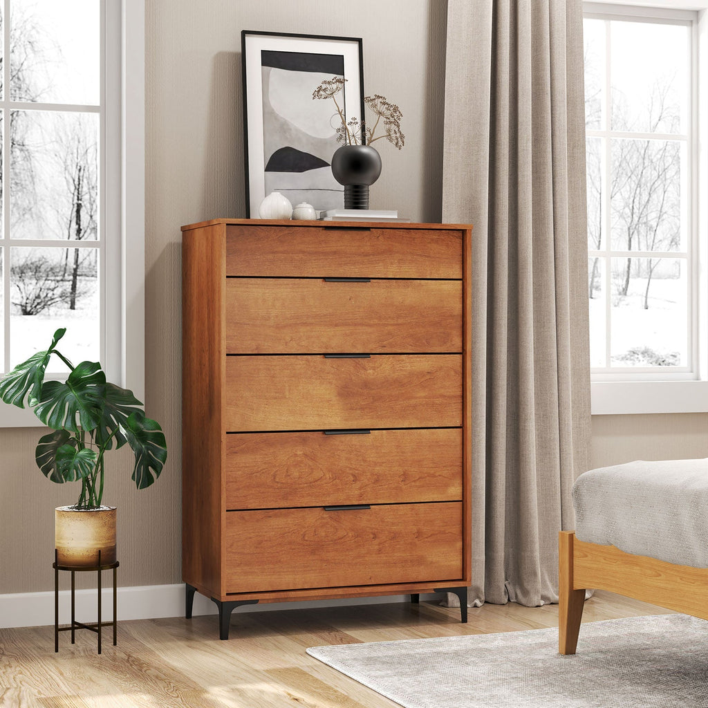 5-Drawer Dresser with Interlock System for Bedroom Living Room