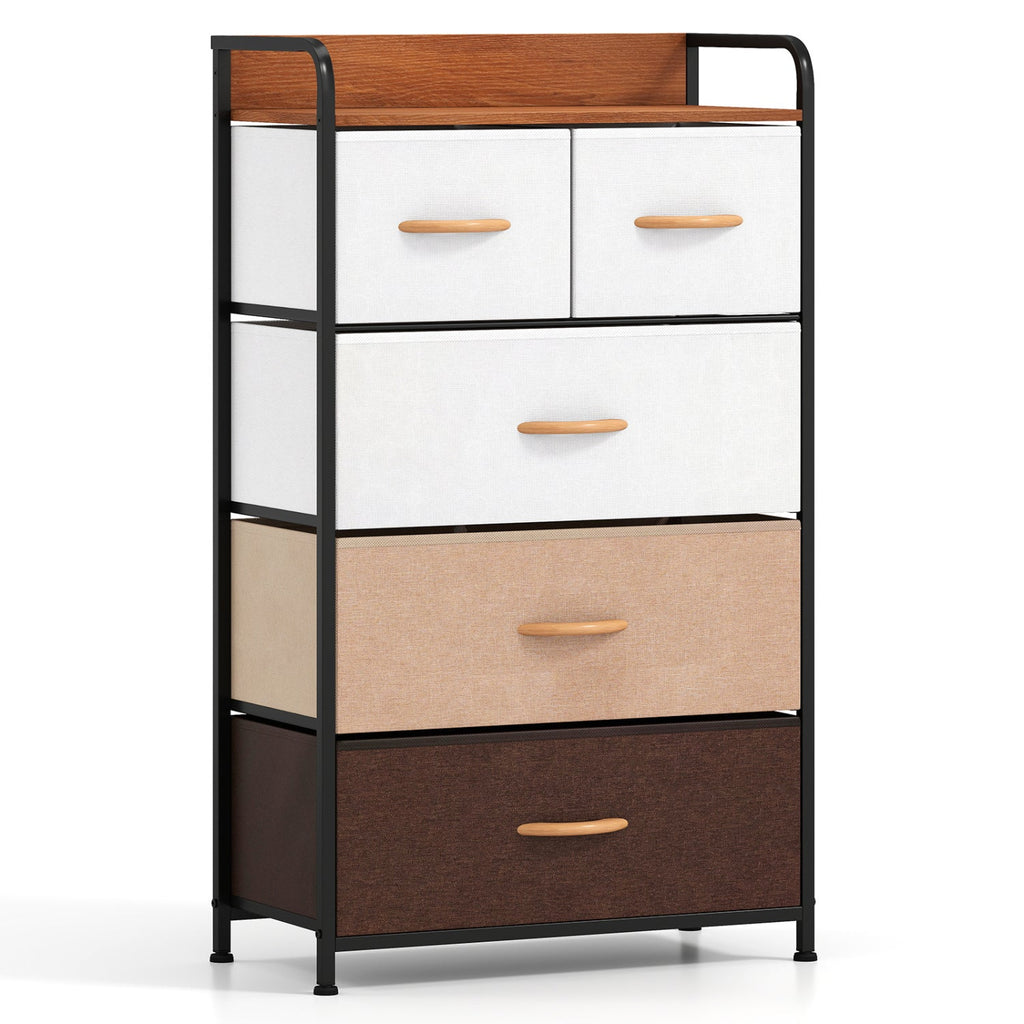 5-Drawer Fabric Dresser with Removable Bins
