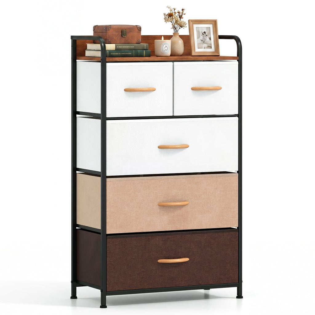 5-Drawer Fabric Dresser with Removable Bins