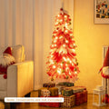 5 FT Artificial Christmas Tree Pre-lit Xmas Trees with 301 Red and White Branch Tips