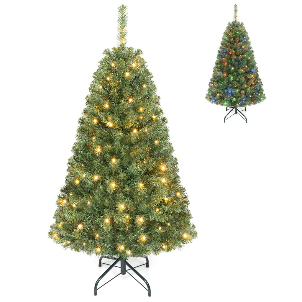 5 FT Pre-Lit Artificial Christmas Tree with Dual Color Lights