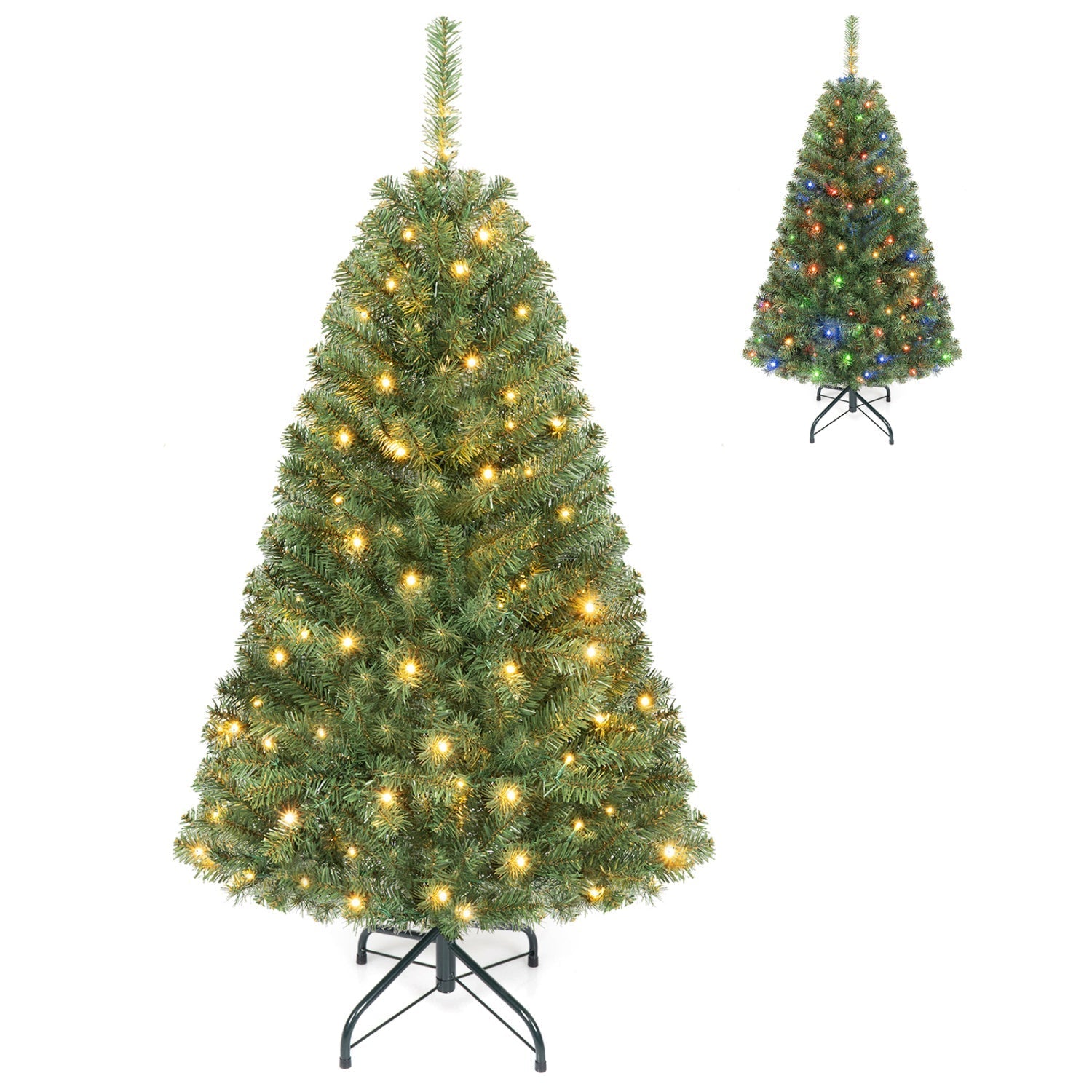5 FT Pre-Lit Artificial Christmas Tree with Dual Color Lights