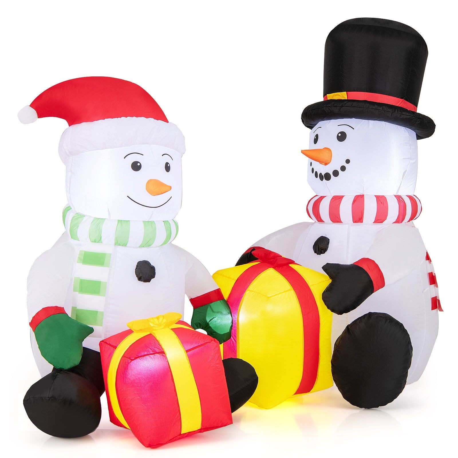 5 Feet 2 Cute Blow-up Snowman Christmas Inflatables with Gift Boxes
