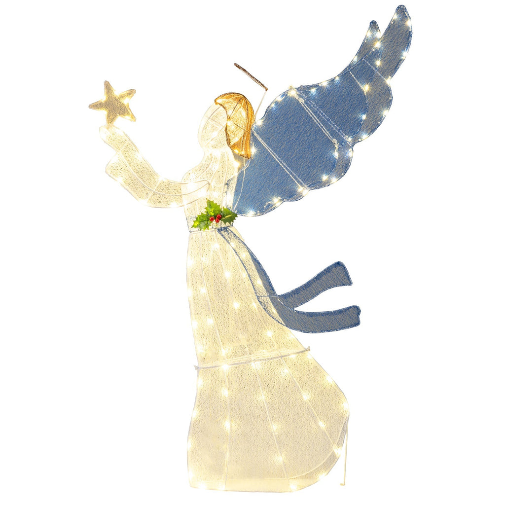5 Feet Lighted Angel Christmas Decoration with Wings and Warm LED Lights