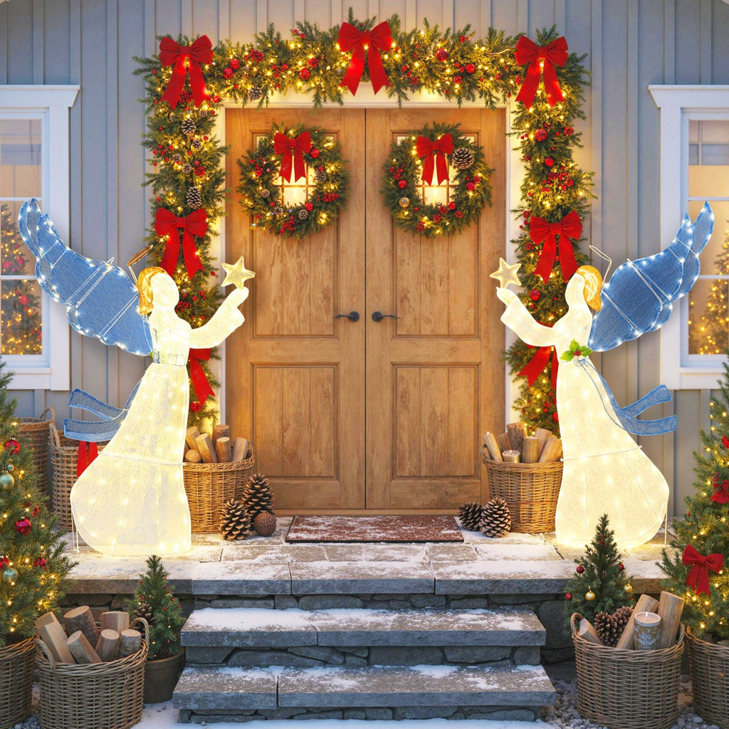 5 Feet Lighted Angel Christmas Decoration with Wings and Warm LED Lights