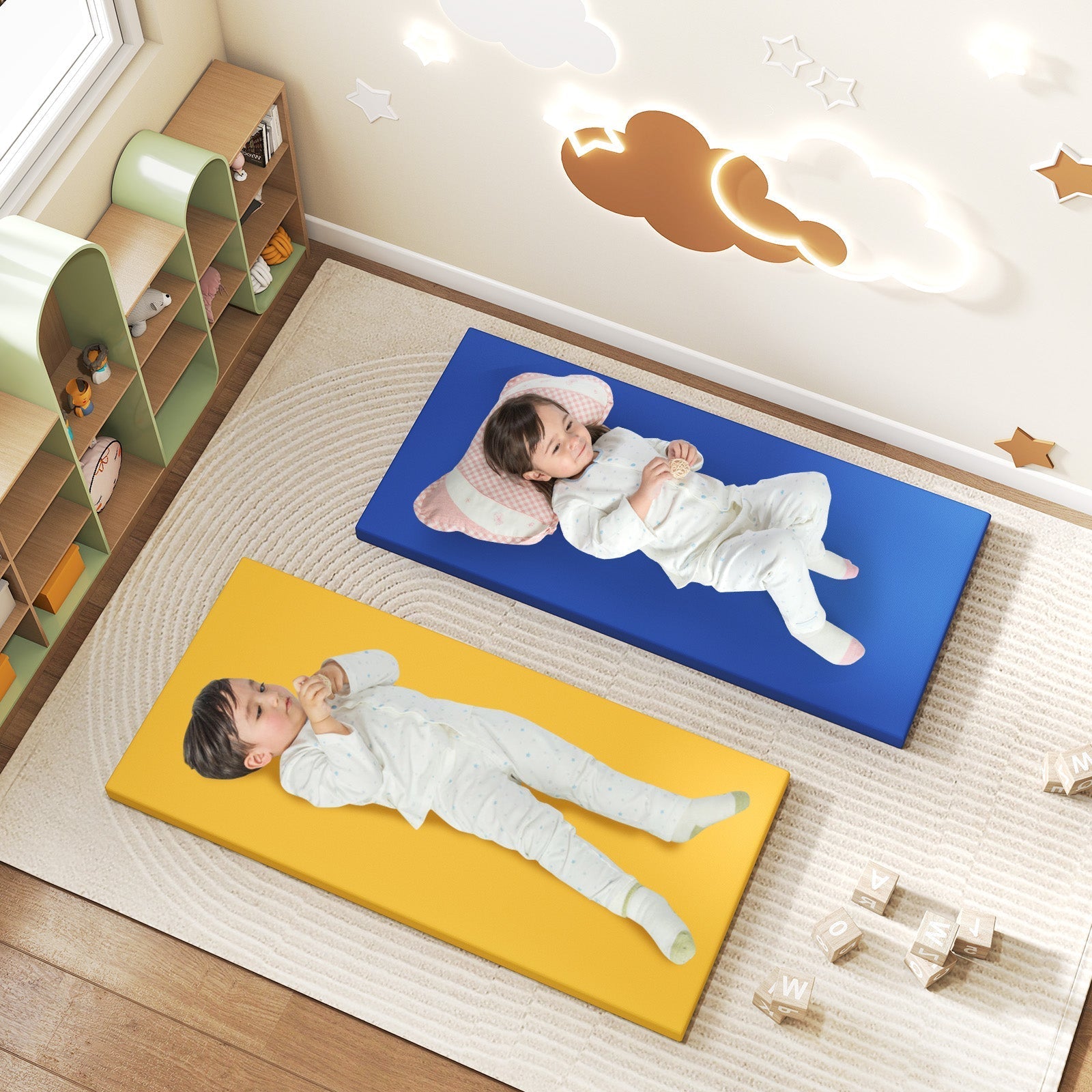 5 Pack 2 Inch Toddler Thick Rainbow Rest Nap Mats