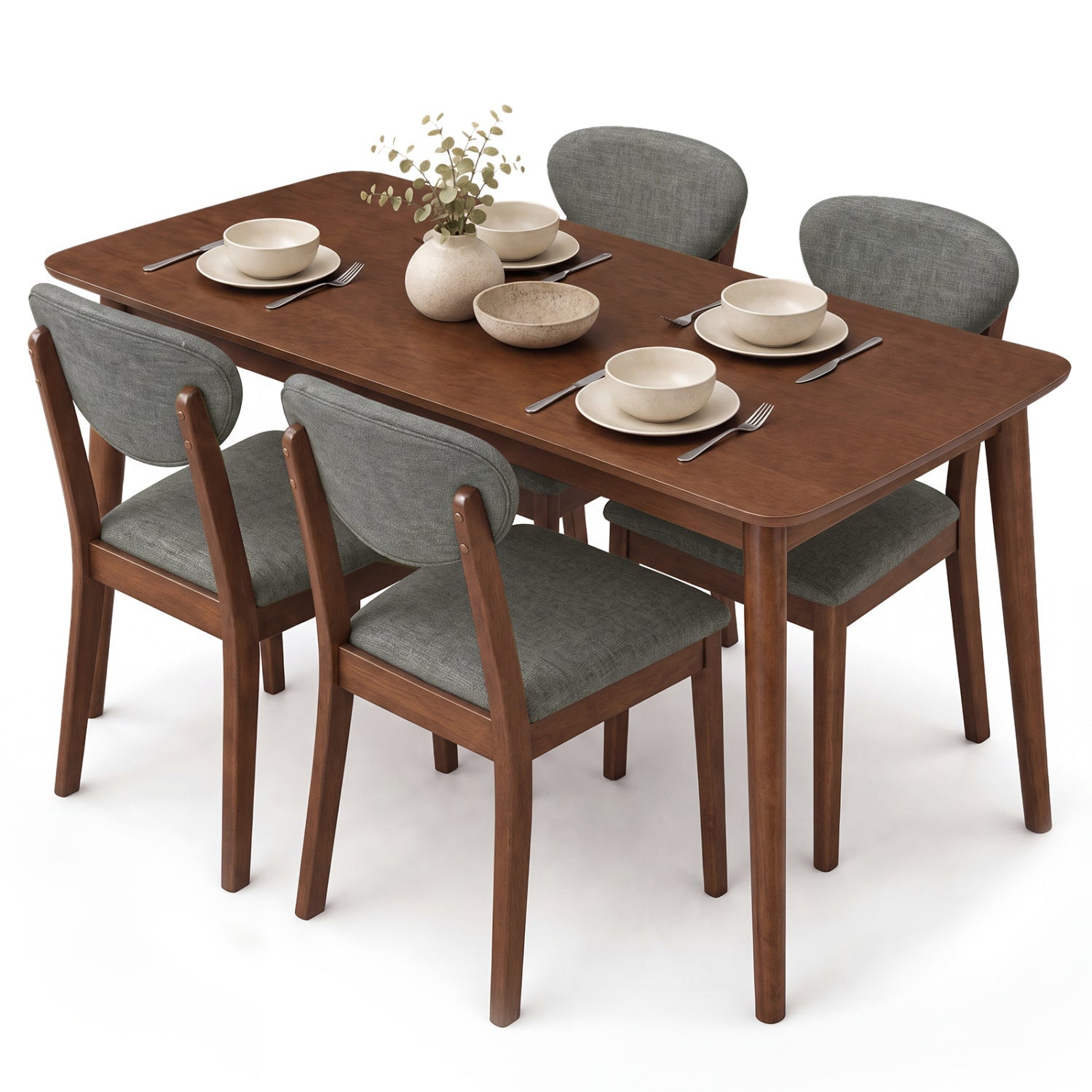 5-Piece Dining Set with Rectangular Table & 4 Fabric Chairs