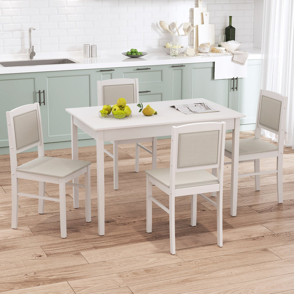 5-Piece Dining Set for 4 with Rubber Wood Legs for Small Dining Room