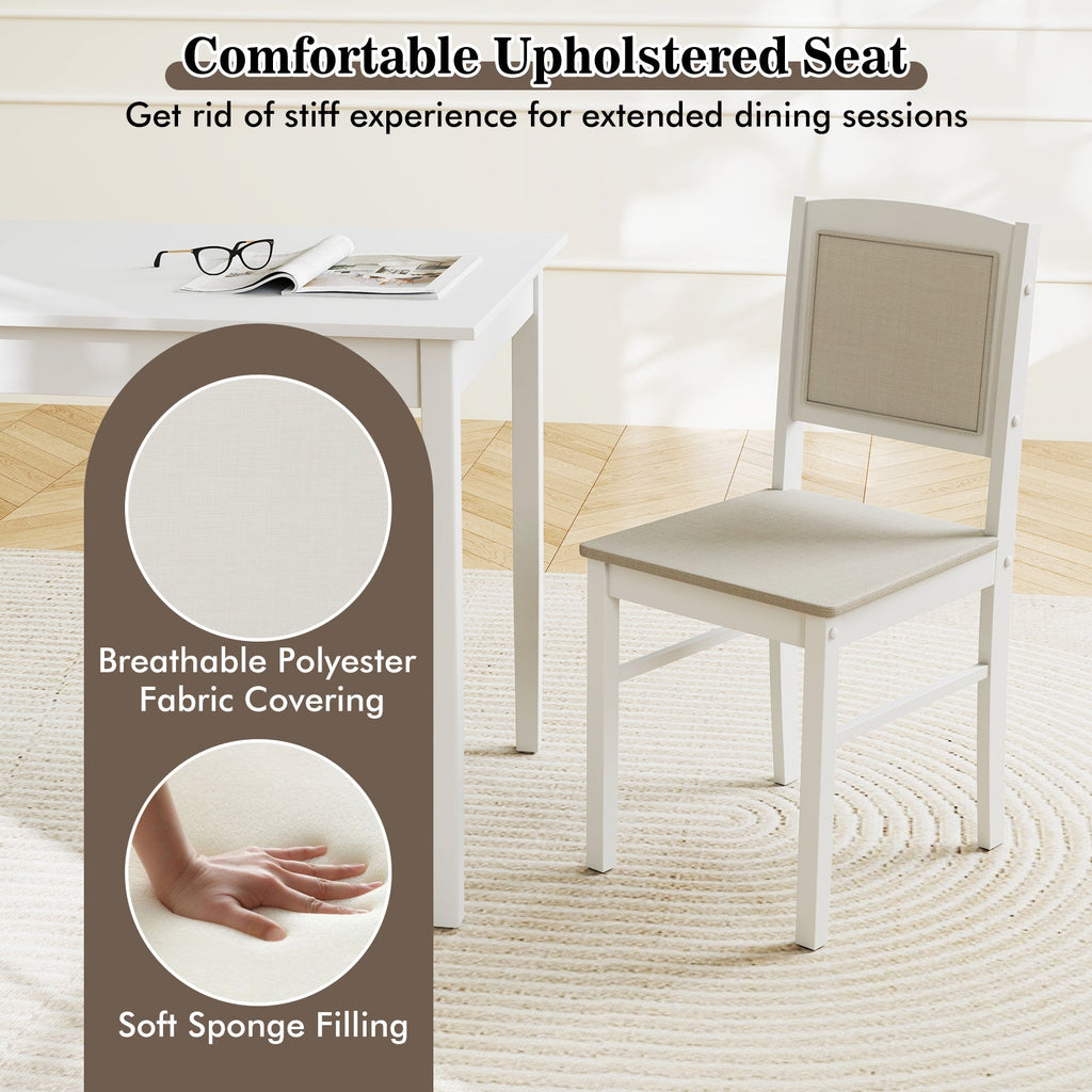 5-Piece Dining Set for 4 with Rubber Wood Legs for Small Dining Room