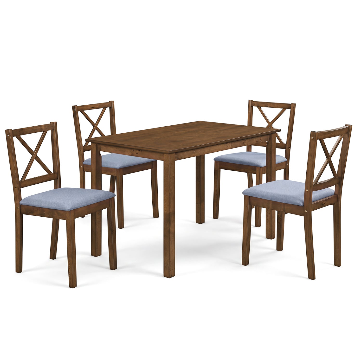 5-Piece Dining Set with Rectangular Table & Fabric Chairs