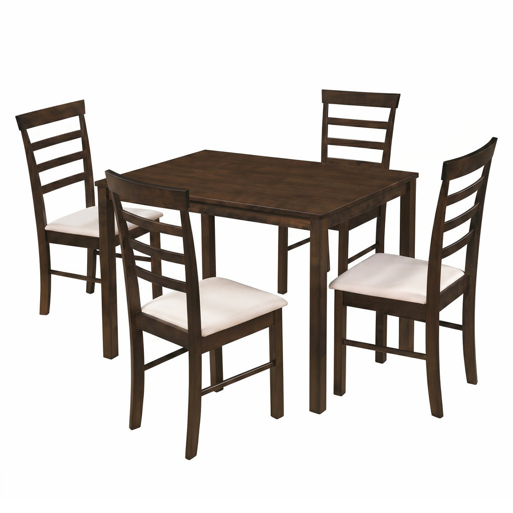 5-Piece Dining Table Set for 4 with Upholstered Chairs