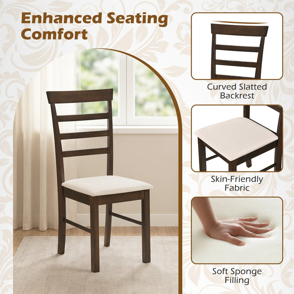 5-Piece Dining Table Set for 4 with Upholstered Chairs
