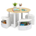 5 Piece Toddler Round Nesting Table with 4 Storage Stools for Activity