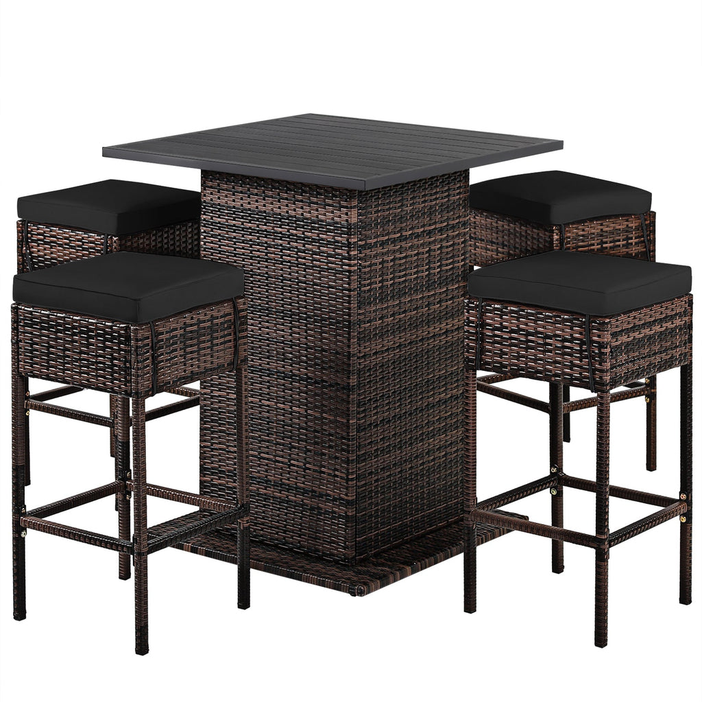 5 Pieces Patio Rattan Bar