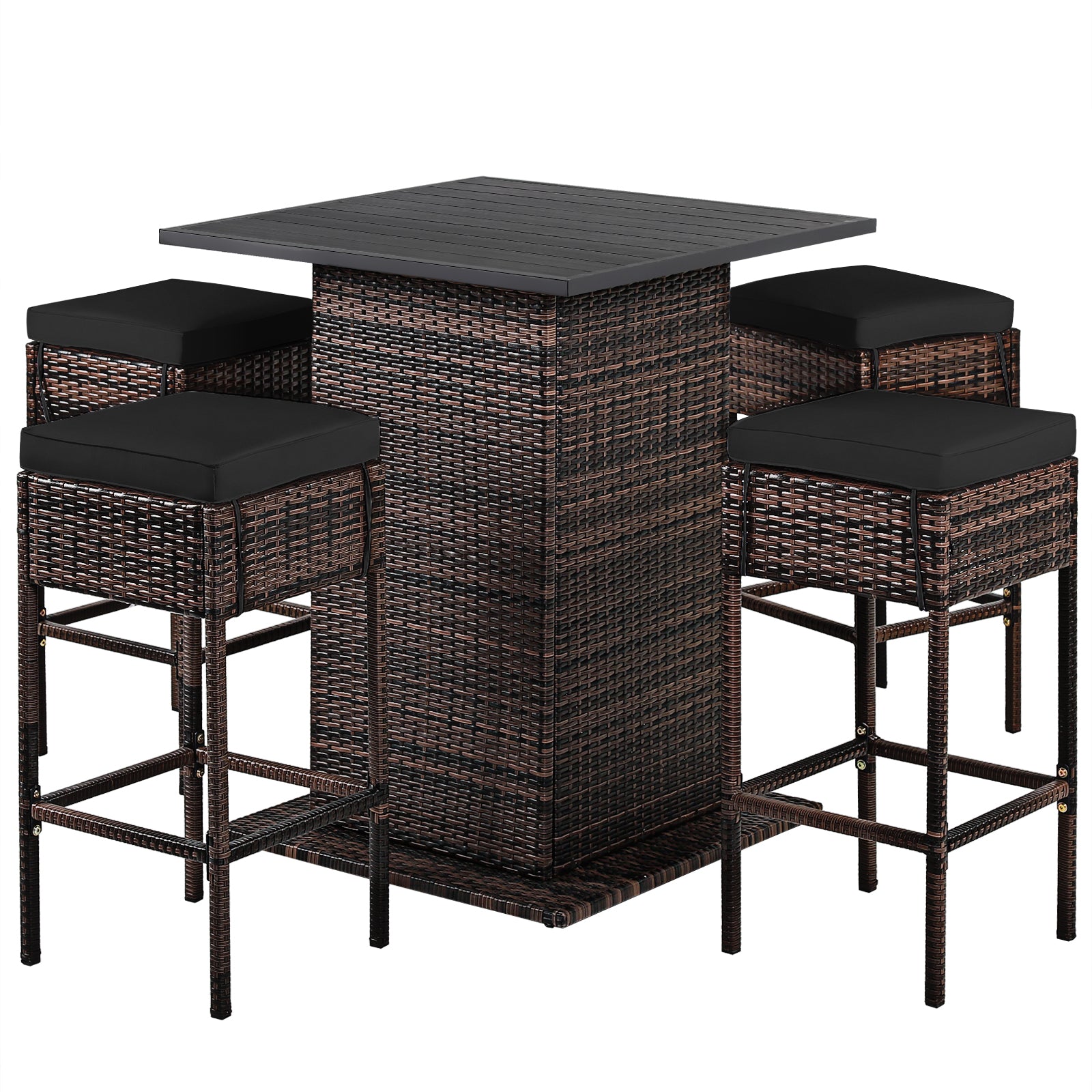 5 Pieces Patio Rattan Bar