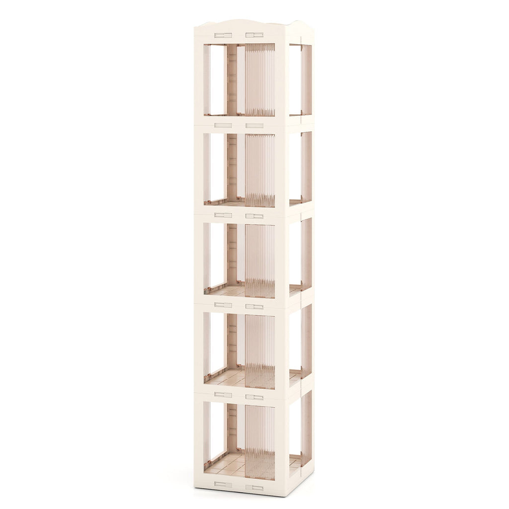 5-Tier Foldable Rotating Bookshelf 360¬∞ Spinning Bookcase with Swivel Base-White