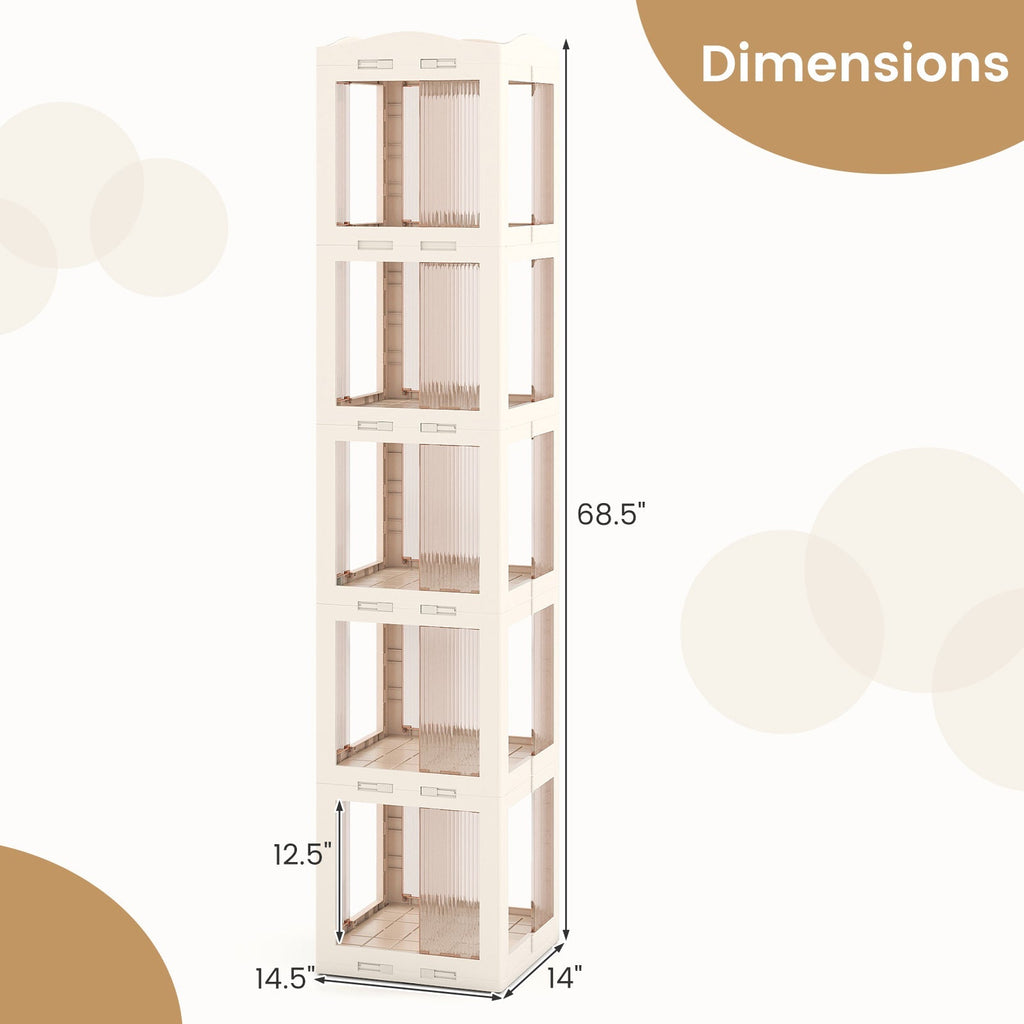 5-Tier Foldable Rotating Bookshelf 360¬∞ Spinning Bookcase with Swivel Base-White