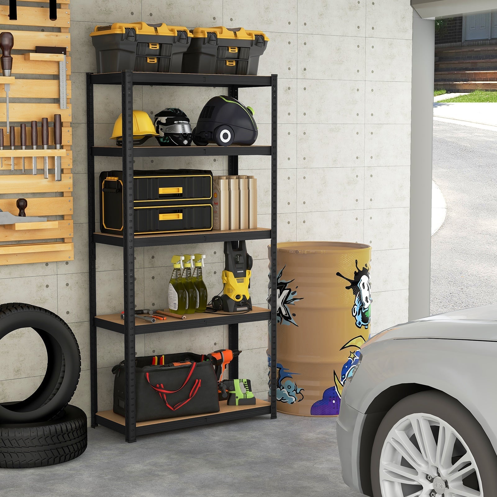 5-Tier Heavy Duty Metal Shelving Unit with 2000 LBS Total Load Capacity