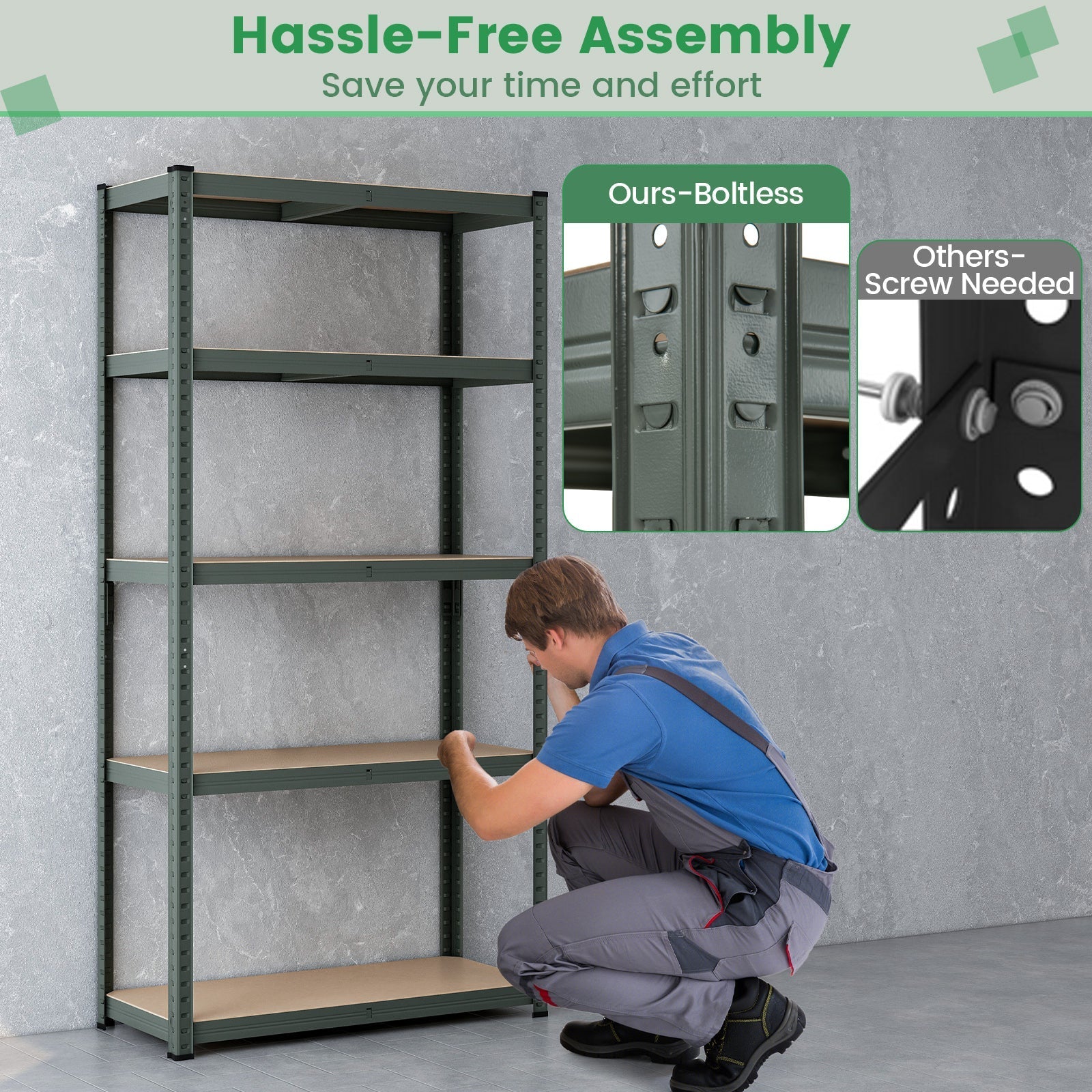 5-Tier Heavy Duty Metal Shelving Unit with 2000 LBS Total Load Capacity