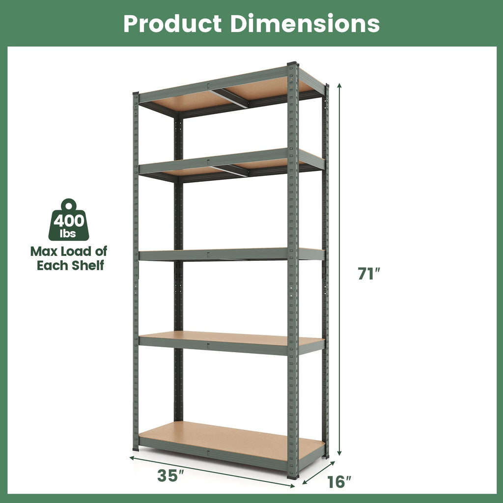 5-Tier Heavy Duty Metal Shelving Unit with 2000 LBS Total Load Capacity