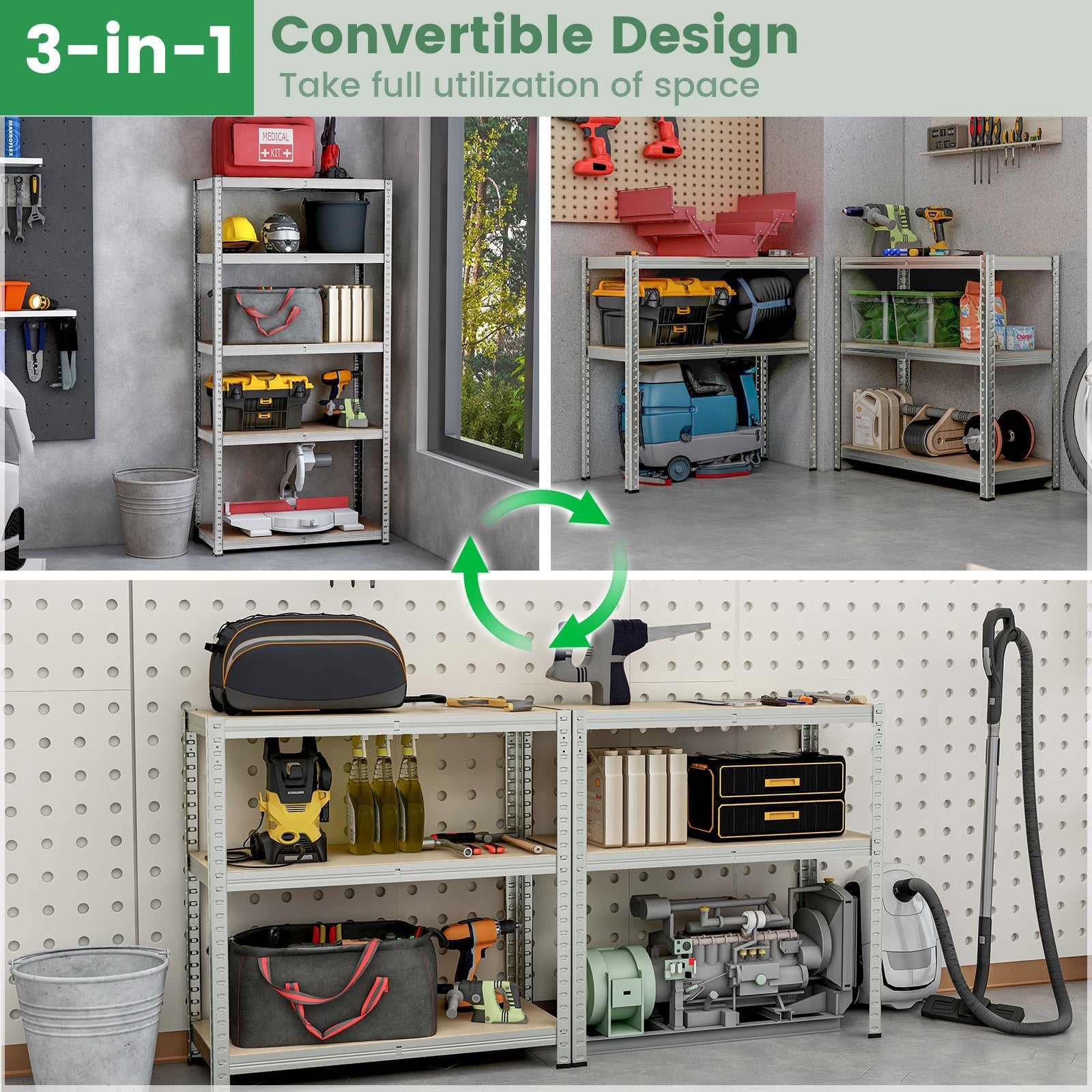 5-Tier Heavy Duty Metal Shelving Unit with 2000 LBS Total Load Capacity