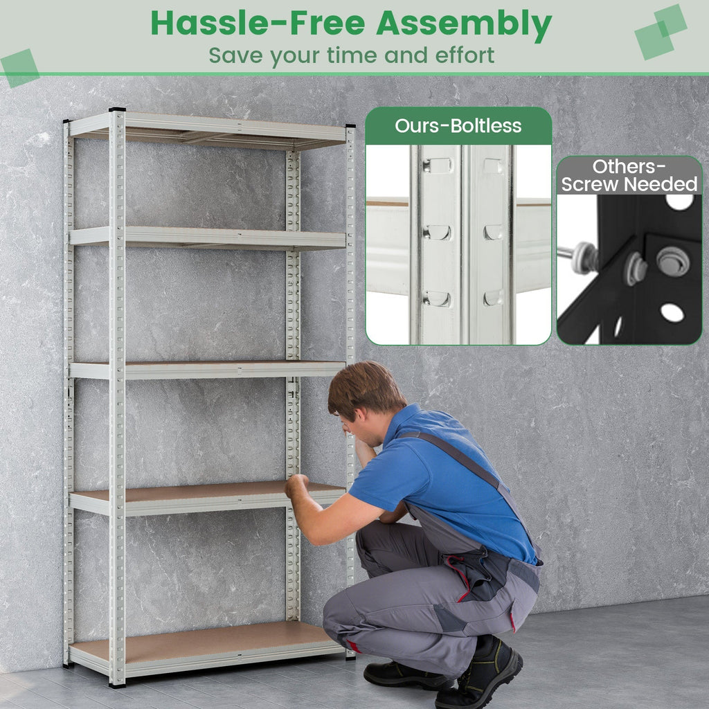 5-Tier Heavy Duty Metal Shelving Unit with 2000 LBS Total Load Capacity