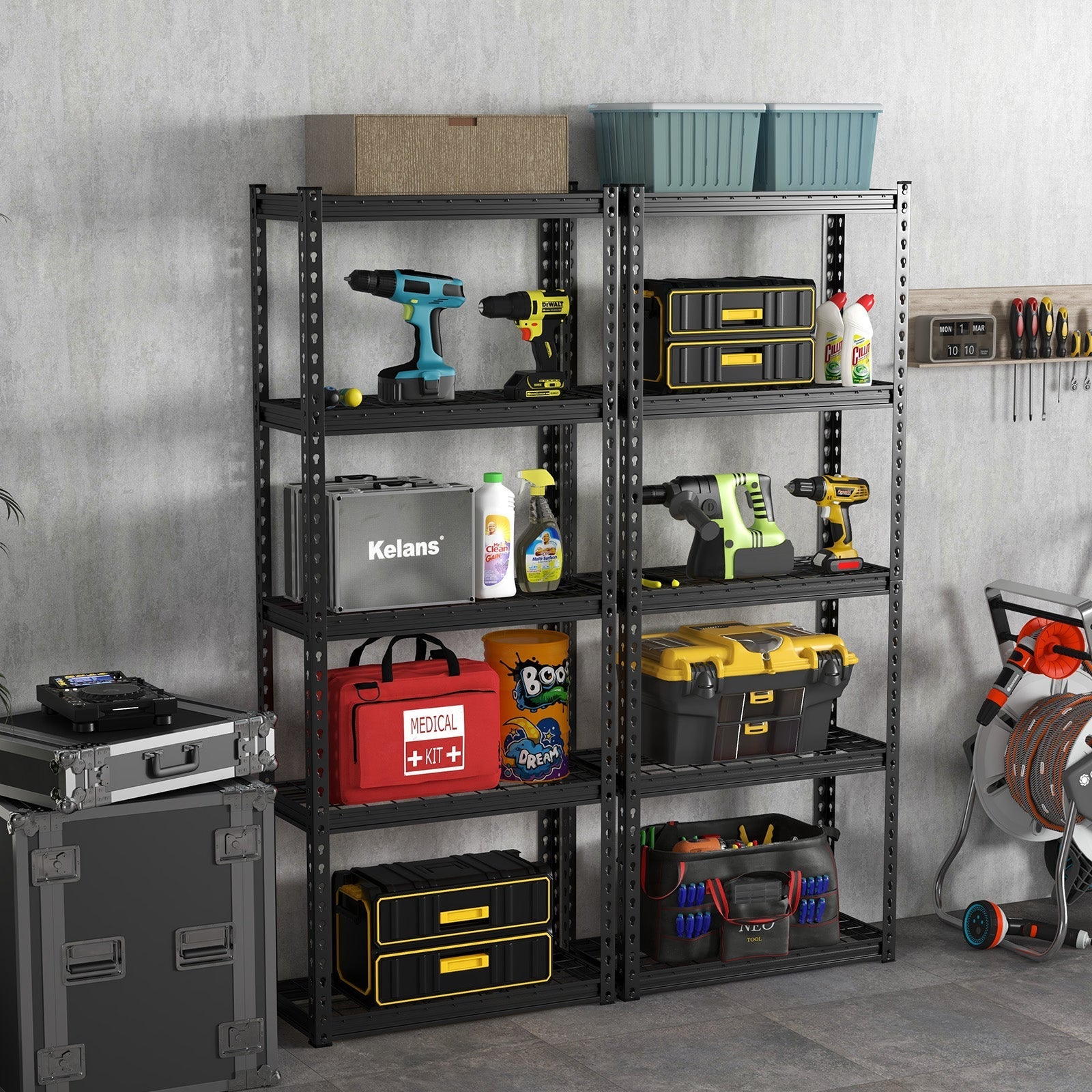5-Tier Heavy Duty Wire Storage Racks with Anti-slip Foot Pad