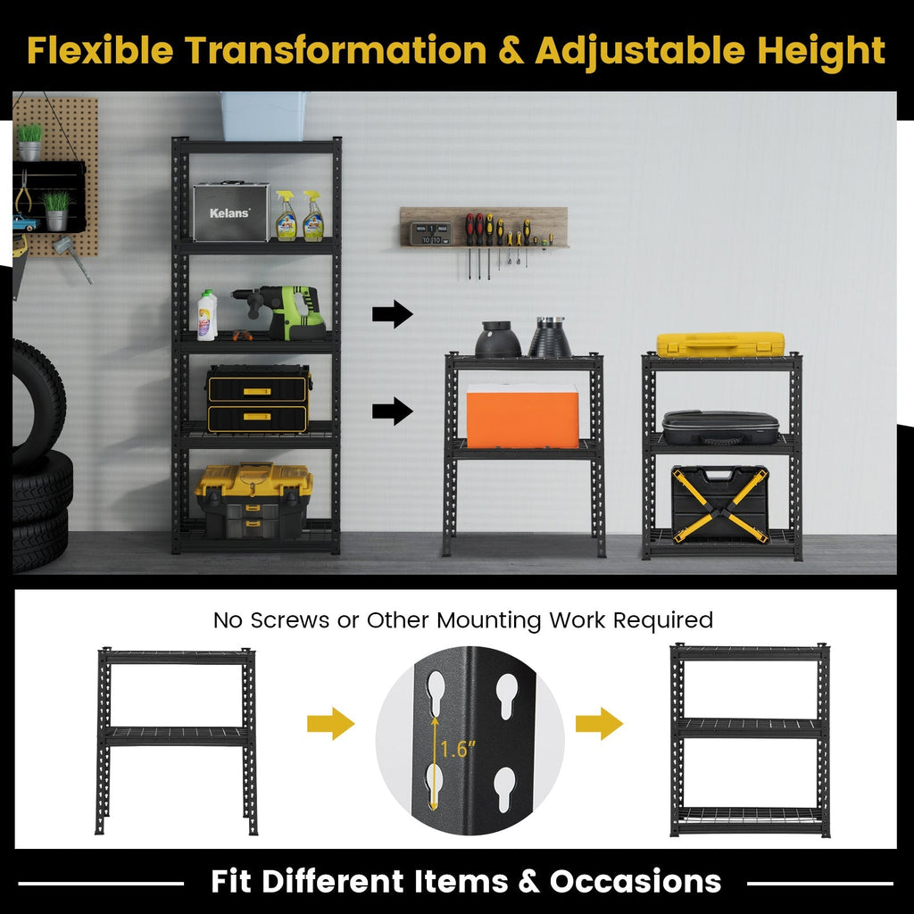 5-Tier Heavy Duty Wire Storage Racks with Anti-slip Foot Pad