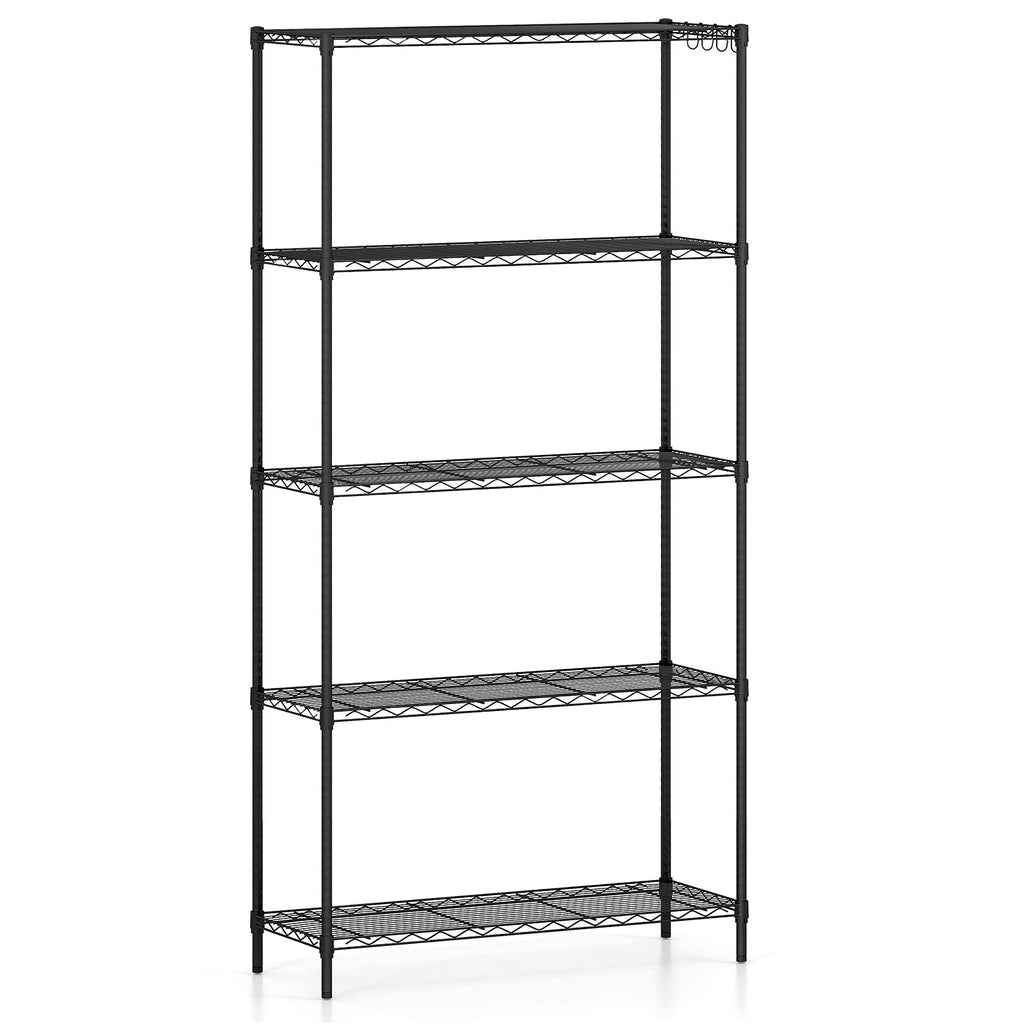 5-Tier Metal Storage Shelving Unit with V-Shaped Wire Rack and 1250 LBS Capacity-Black